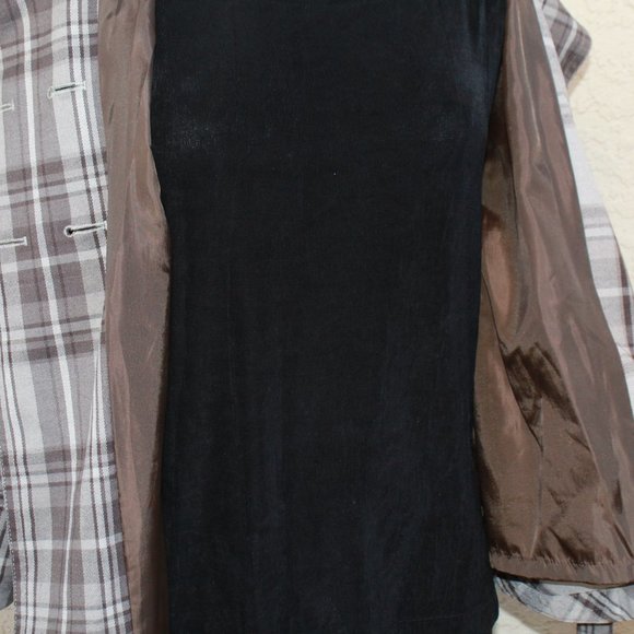 Apt 9 Brown Plaid Tie Pea Coat Jacket - Picture 6 of 6